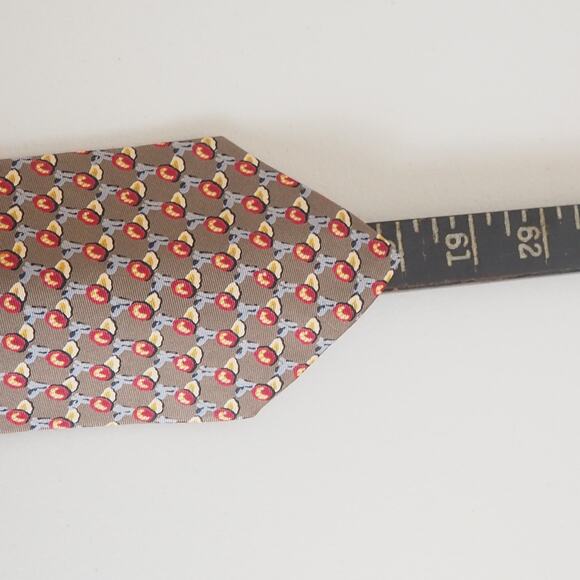 Christian Dior Monsieur 100% Silk Neck Tie Gold & Red Flower Print VTG 90s - Picture 5 of 7